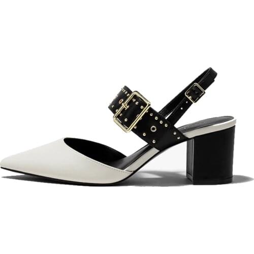 Summer New Womens Shoes Pointed Thick High Heel Woman Sandals Female Ladies Shoes High-heel Luxury Shoes for Women