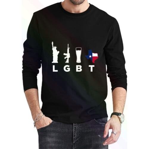 Liberty Guns Beers Texas Support Logo Classic Black T-Shirt 2021 Newest Summer Men Long Sleeve Popular T Shirt Tops Novel Unisex