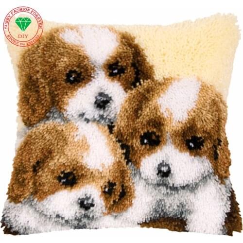 Cute Dog Cross-stitch carpet cushion Patchwork Pillowcase no inner diy pillowcase embroidery thread Latch hook rug kits Craft