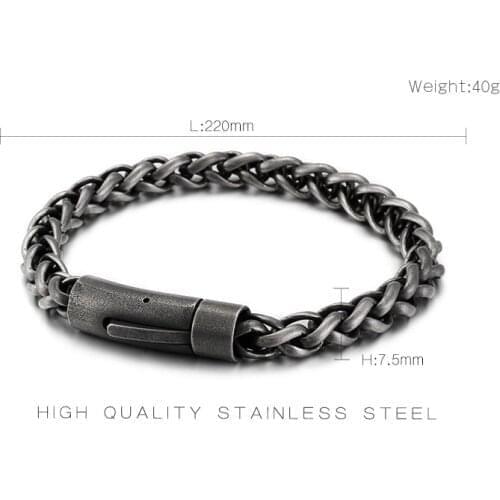 Man Jewels New Brushed Linking Chain Bracelet Men Stainless Steel Indian Gold Black Twisted Chain Punk Bracelet Jewelry