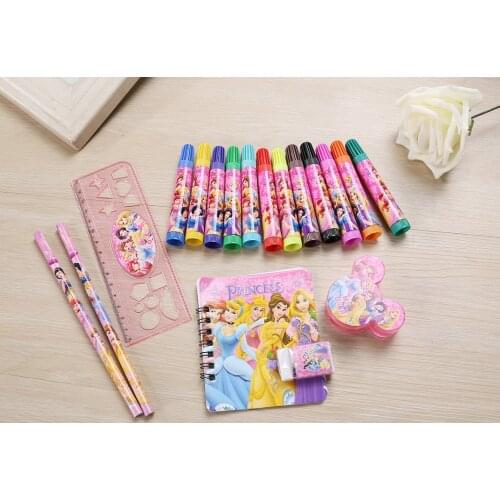 18-piece set Disney Frozen Stationery Set Cute Watercolor Pen Painting Set Notebook Cartoon Pencil Sharpener Learning Gift