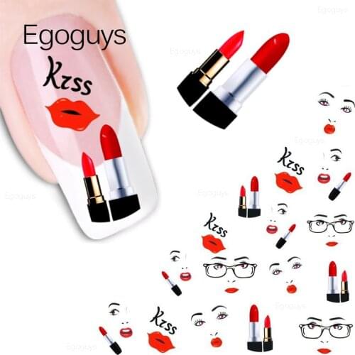 1PC Love Kiss Letter Water Nail Decals Heart Bowknot Transfer Sticker DIY Nail Art Decor Slider Lace Zipper Lip Decorations Tips