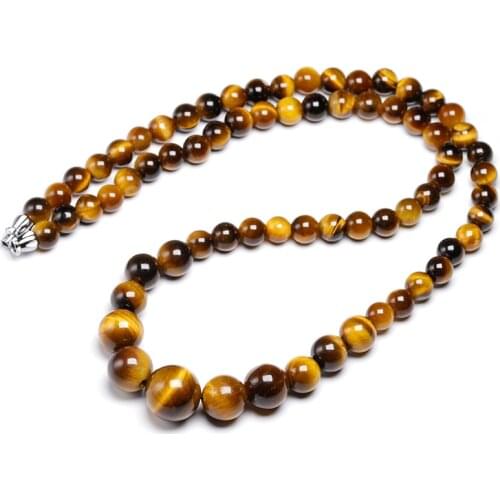 Natural Tiger Eye Stone 6 8 10m 12mm Beads Necklace Female Handmade Jewelry Women Short Necklaces Men Energy Gift