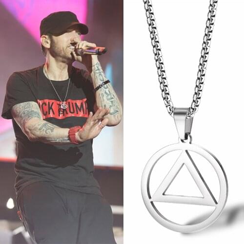 New Fashion Eminem Triangle Men Pendant Necklace Hip Hop Rock Street Culture Necklace Classic Man Jewelry Gift