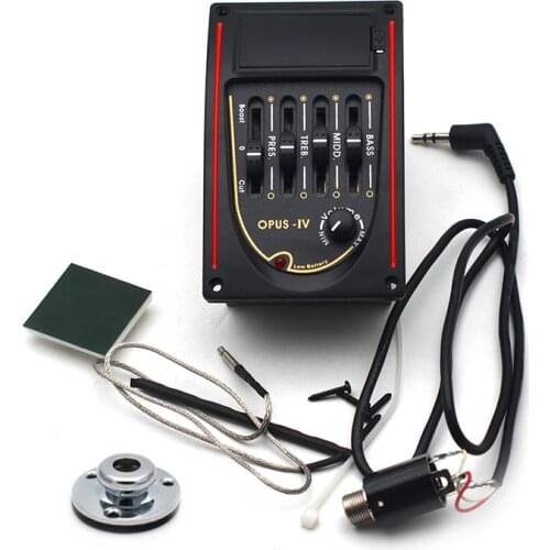 Opus-IV 4 Band Acoustic Guitar EQ Black Preamp 4-Band EQ Equalizer 96*58MM Pickup Black