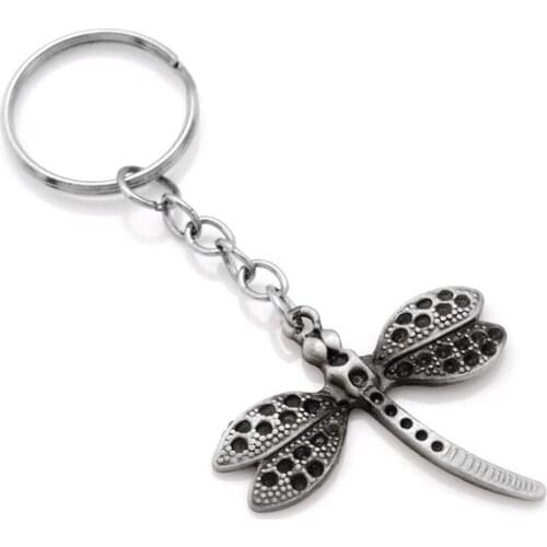 Original Dragonfly Keychain Women Bag Purse Charm Keyring Alloy Key Chain Accessories Wedding Party women Gift