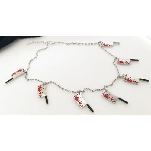 Bloody Butcher Knife Necklace, Bloody Cleaver Necklace, Halloween Necklace, Horror Necklace,Horror Jewellery