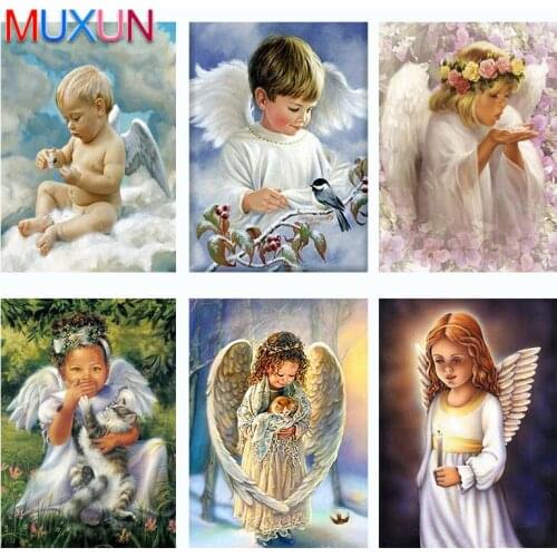 Full Square / Round Drill 5D Diamond Painting Angel Girl Boy Flowers Wall Decor Inlaid Resin Embroidery Craft Cross Stitch Bh048