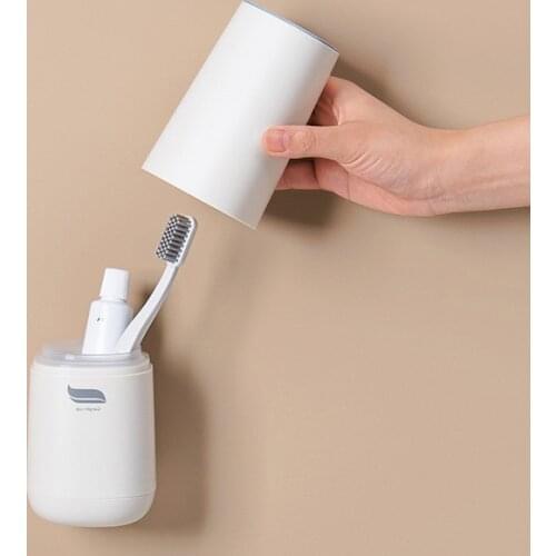 Dust-Proof Mouthwash Cup Without Perforation Wall Hanging Practical With Cup Mouthwash Cup Bathroom Drain Toothbrush Holder