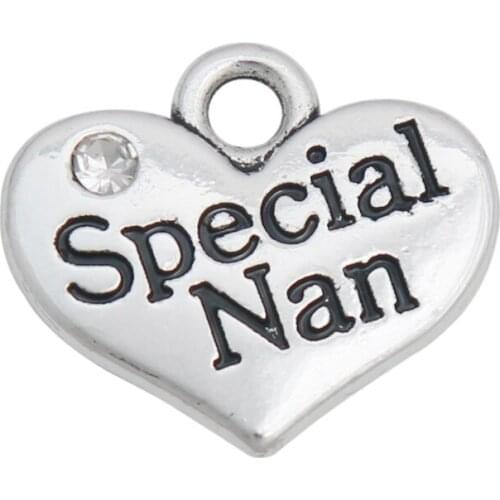 RAINXTAR Fashion Alloy Special Nan Heart Pendant Charms 15*17mm 50pcs AAC1933