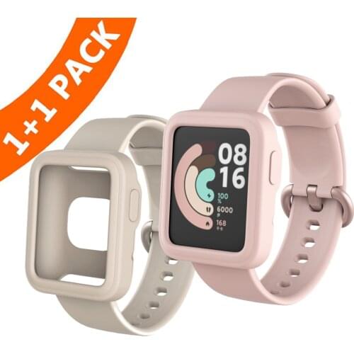 2 Pack Strap and Protector Case For XiaoMi Mi Watch Lite Bracelet Watch Band Mi Watch Lite Protector Case Cover Film Straps