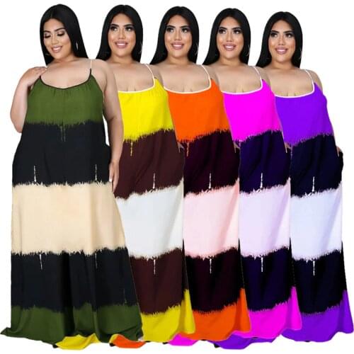 S-5xl Plus Size Dresses Women Summer Clothing 2021 Wholesale Items Slip Stripe Loose Casual Fashion New Maxi Dress Dropshipping