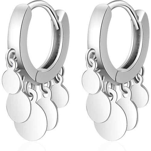 925 Sterling Silver Piercing Tassel Circle Stud Earrings For Women Engagement Wedding Jewelry Brincos eh1176