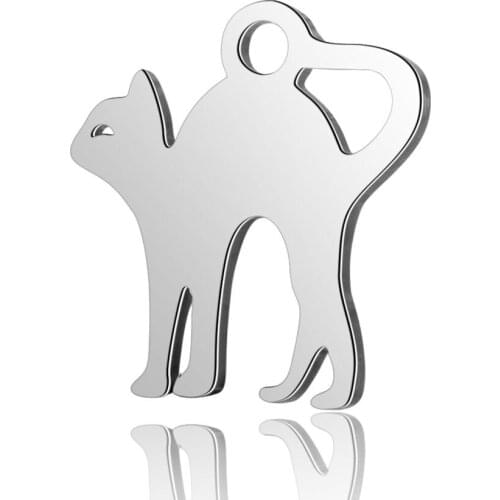 20pcs/lot Stainless Steel Cat Charms for Jewelry Making DIY Jewelry Findings Bracelet Bangle Accessories