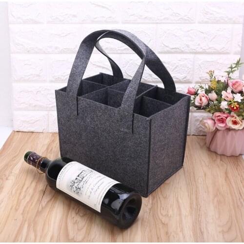 6 Bottle Wine Carrier Tote Reusable Grocery Bags for Travel Camping Picnic Q1QA