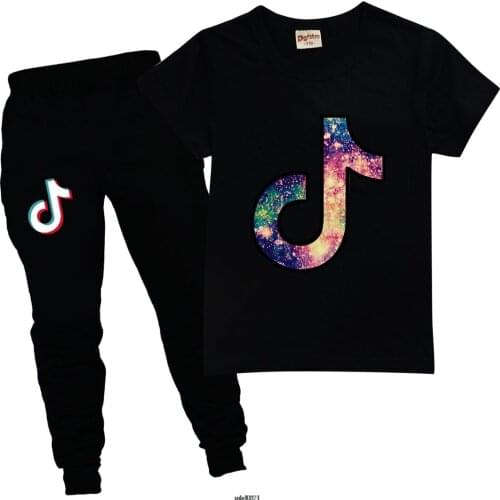 Tik Tok Fashion New Summer Girls Boys Clothes Cotton Casual Short Sleeve Tops T-Shirt + Pants Toddler Girlls Outfit Set 2-16Year