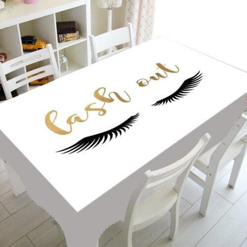 Trendy Lash Out Lashes Tablecloth Makeup Eyelash Tablecloths for Rectangle Table Waterproof Square Tablecover Polyester 140x200