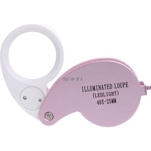 40X 25mm Glass Magnifying Magnifier Len Jeweler Eye Jewelry Loupe With LED Light M10 dropship