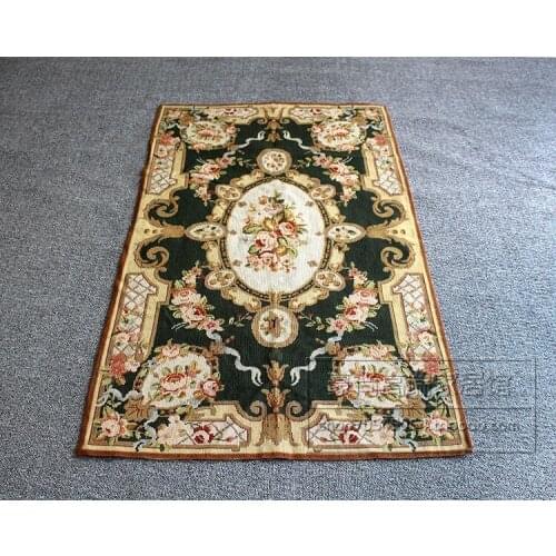 Embroidery Court Woolwork Carpet Stitch Carpet Tapestry Flowers And Plants European Countryside Carpet Blackish Green Carpet