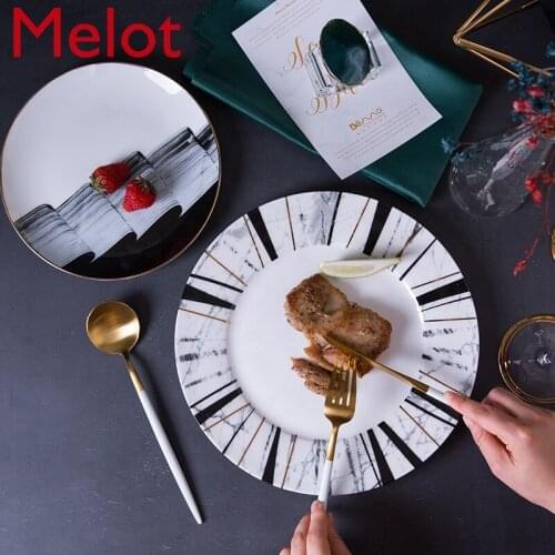 High Quality Ceramic Dinner Set Western Hand Painted Ceramic Plates Gold Black Dinner Set Bone China For Restaurant Dinnerware