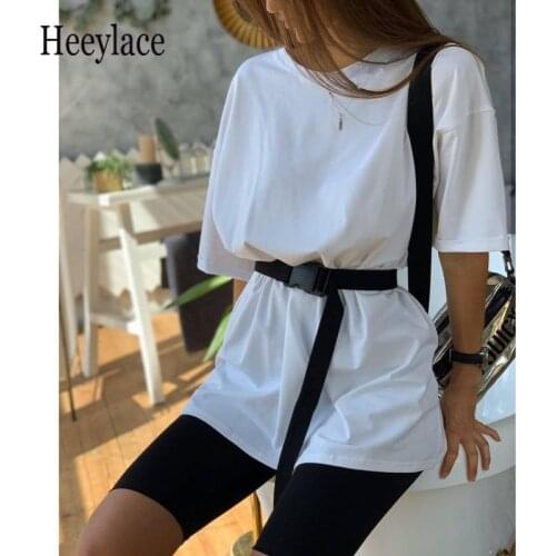 Women solid top and pants Two Pieces Set with belt summer tracksuits women set biker shorts matching sets sports leisure suit