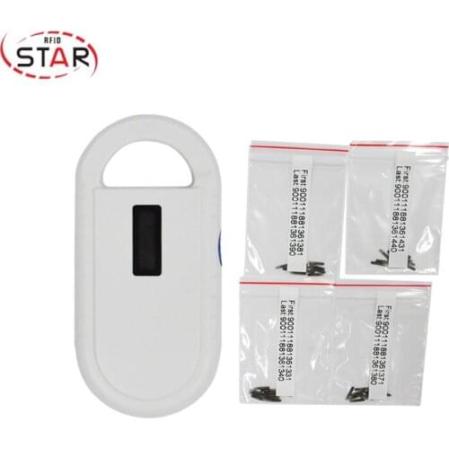 1.4*8mm 134.2khz injectable bio-coating rfid microchips for pets dog 30pcs and 1pc FDX-B 134.2khz rfid pet microchip scanner