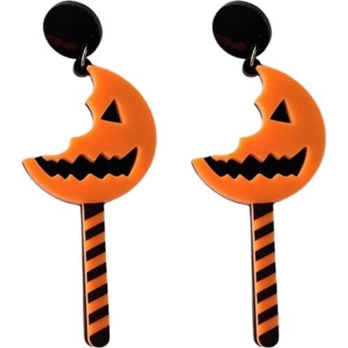 Accessory 1 Pair Cute Piercing Women Drop Earrings Lightweight Halloween Earrings Pumpkin Pattern Jewelry Accessory