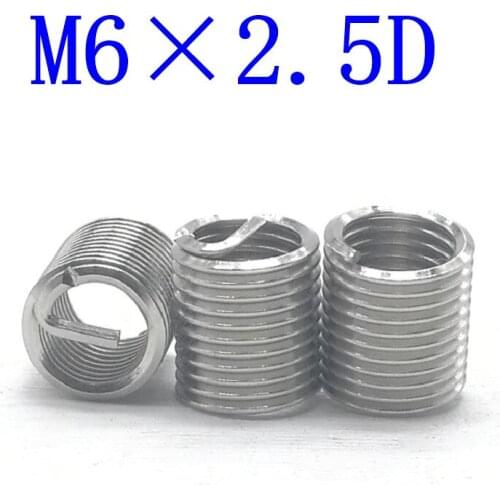 50Pcs M6*2.5D Stainless Steel Coiled Wire Helical Screw Thread Inserts M6 Screw Bushing self tapping thread repair tool