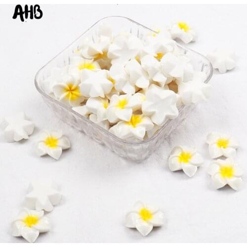AHB Resin Egg Flower Charms Plumeria Accessories Handmade Materials Childrens DIY Hair Rope Ornament Materials 10pcs/bag