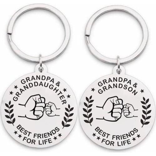Stainless Steel Keychain Family Gifts Father Son Mother Grandfather and Grandsons Lifelong Good Friends