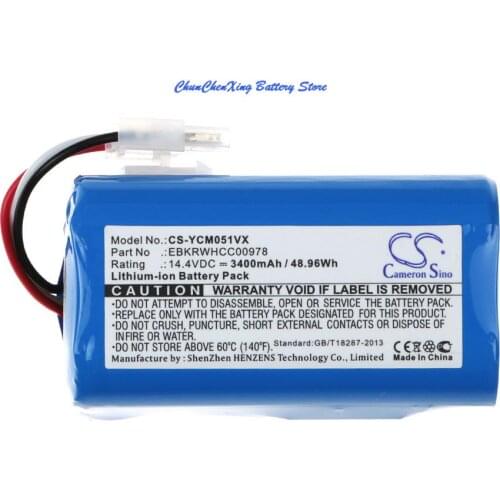 Cameron Sino 3400mAh Battery for iCLEBO YCR-M05, M05-P, M04-1,M05-10, YCR-M05-10, YCR-M05-11, YCR-M05-20, YCR-M05-30, YCR-M05-50