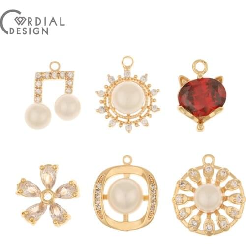 Cordial Design 30Pcs Jewelry Accessories/CZ Charms/Hand Made/Imitation Pearl/Genuine Gold Plating/Pendant/DIY Earrings Making