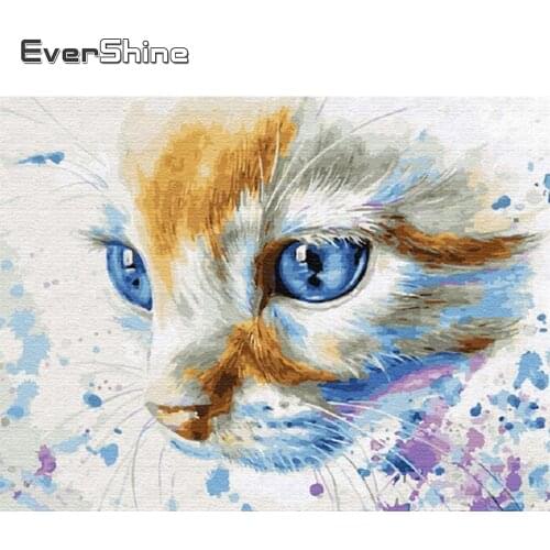 Evershine 5D DIY Diamond Painting Cat Full Square Round Diamond Embroidery Animal Cross Stitch Kit Mosaic Rhinestones Art