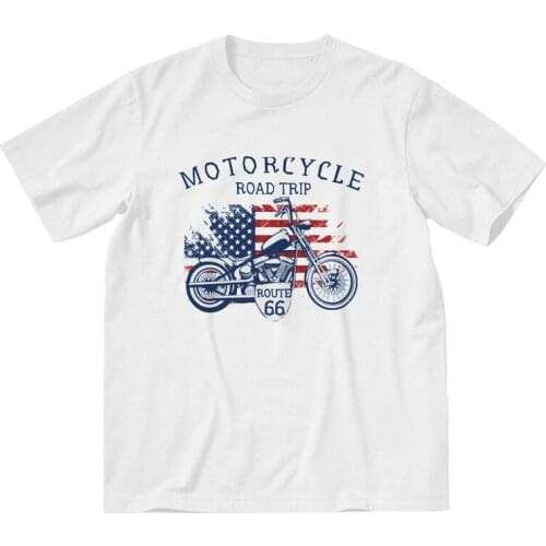 Route 66 Motorcycle Road Trip T-shirt Men T Shirt Short Sleeve America Highway Classic Car Tshirt Cotton Tees Top Clothes