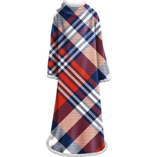 Plaid Blanket With Sleeves 3D Printed Plush Coral Soft Sherpa Fleece Sofa Blanket For Home Microfiber Warm Outdoor Blanket Manta