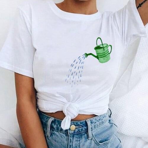 Summer Womens T-shirt kettle Cartoon Print 90s Girls Tshirt Simple Casual tshirt Harajuku T Shirt Short Sleeve Female Tees