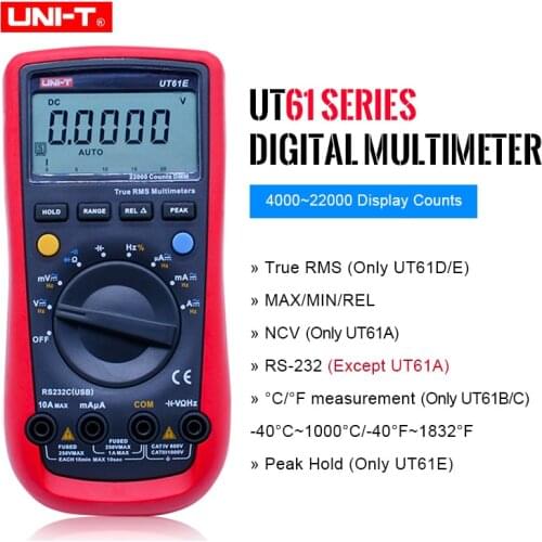 UNI-T UT61A UT61B UT61C UT61D UT61E Digital Multimeter True Rms AC DC Meter Software CD & Data Hold Multitester+Gift