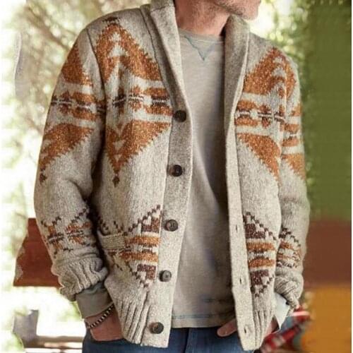 Men Winter Autumn Long Sleeve Jacquard Weave Button Slim- Fit Sweater New Fashion Cardigan Warm Jacket Casual Coat