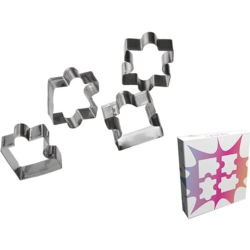 4pcs Cookie Cutter Set Different Jigsaw Puzzle Shapes Stainless Steel Baking Tool Biscuit Moulds Unique Easy Kitchen Tools New