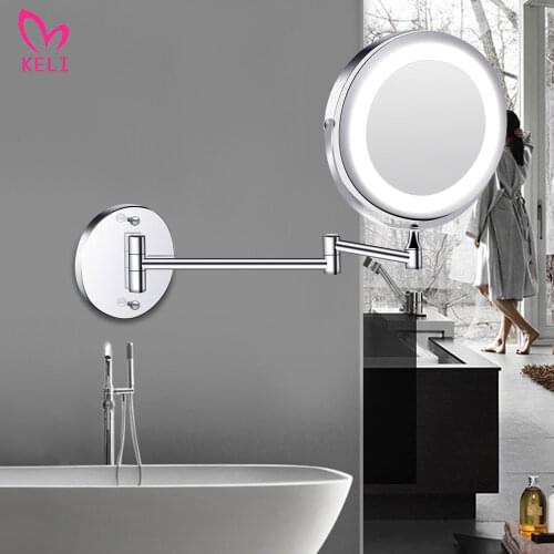 Wall Mounted Bathroom Mirror Led Makeup Mirror 1X/5X Magnification Adjustable Cosmetic Mirror USB Charging Touch Dimming Mirrors