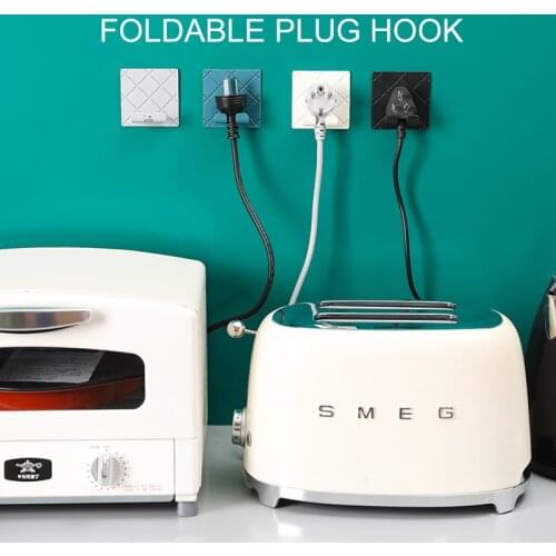 Storage Holders Racks Wall Hanging Hook Saving Racks Self Adhesive Folding Socket Kitchen Appliance Wire Plug Power Cord Rinse