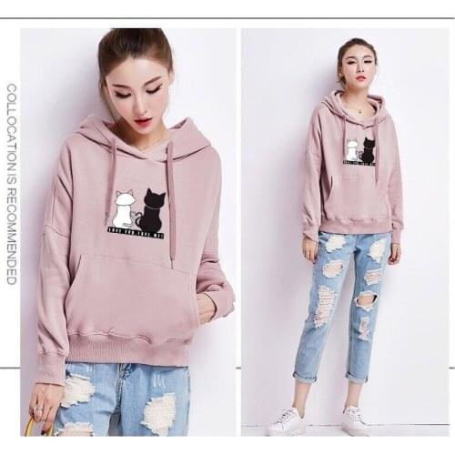 New Womens Hooded Sweatshirt Warm Pullover Drawstring Fashion All-match Harajuku Top Hoodie Jacket Loose