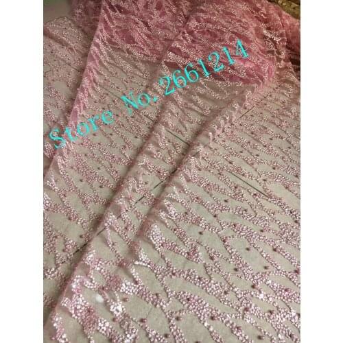 New arrival BZL-88039 african lace fabric with lots of beads french nigerian fabric