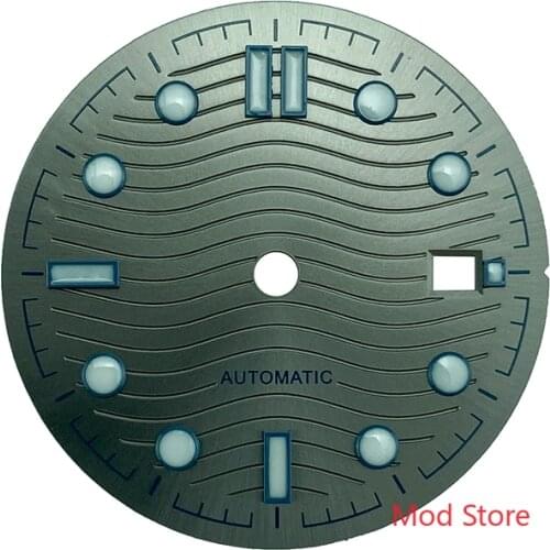 NEW 31mm Black/Gray Watch Sterile Dial Set For DG2813 Miyota8205 Mov't Sea Master Style Wave Pattern Copper With Blue Lume