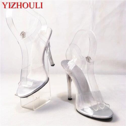 New fashion transparent sandals, summer, stage model walking high heels, 12 cm high heels
