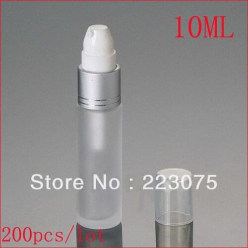 Wholesale 10ML frosted glass bottle, lotion press pump bottle Dispenser with cover for Skin Care, Travel, Cosmetic 200pcs/lot