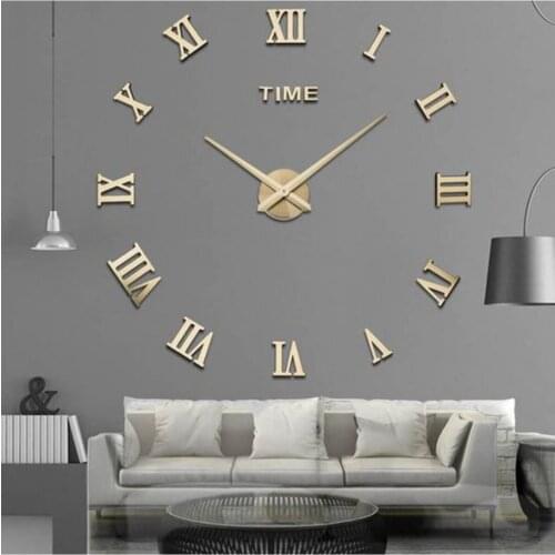Plexiglass Belly Wall Clock Large 3d Roman Digit Wall Clock (gold)