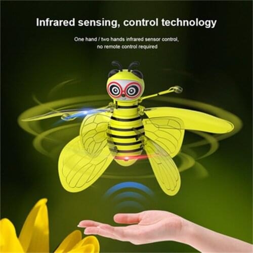 Bee Drone UFO Remote Control Toys RC Animal IR Induction Gesture Sensing Indoor Educational Flying Toy Drone Wit LED Light