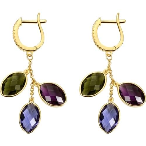 Custom August Birthstone Earrings Gold Color For Women Personalized Solid 925 Sterling Silver Dangle Earring Jewelry Mother Gift