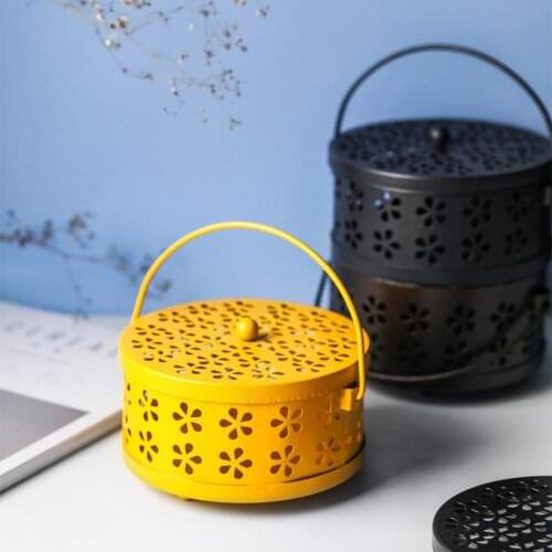 Portable Metal Hollow Floral Mosquito Coil Holder Case Garden Burner Insect Box For Summer Home Or Camping Accessories Easy Move